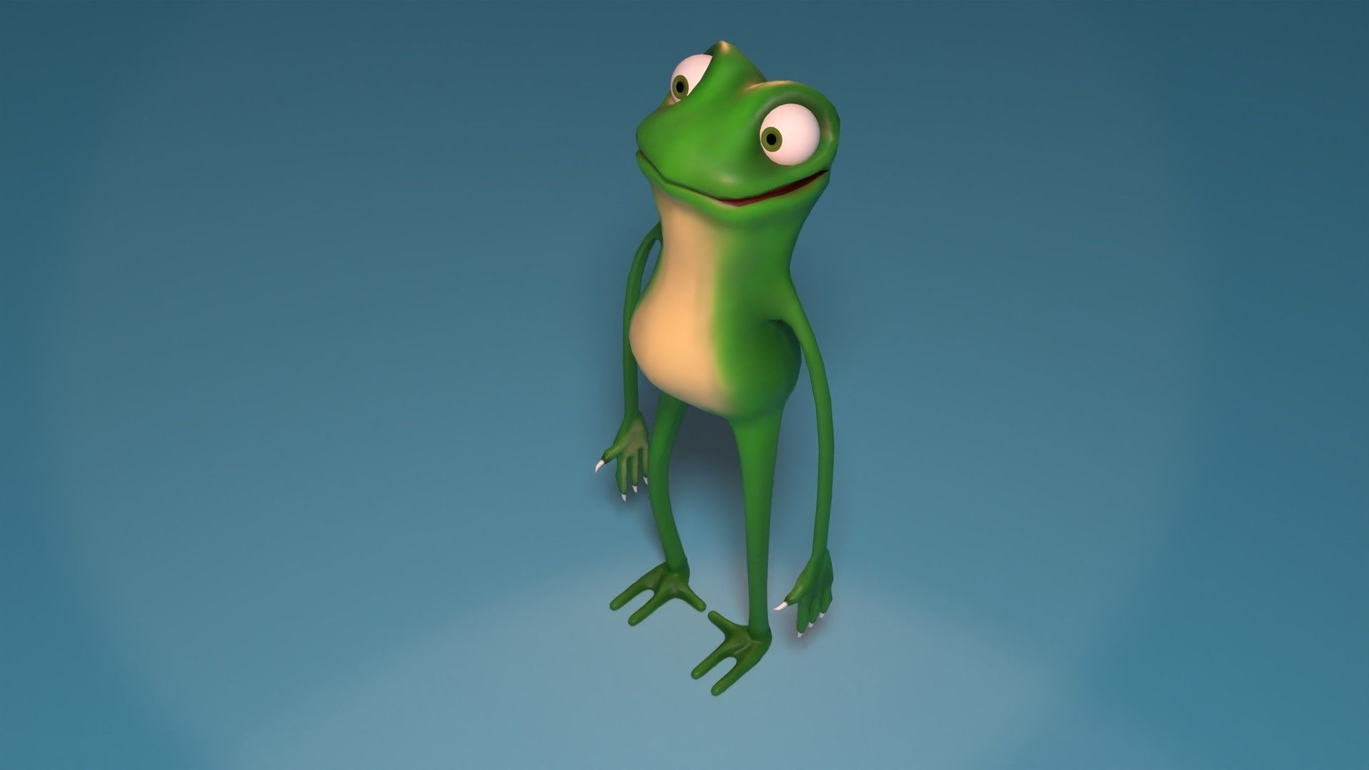 Character frog waving Low-poly 3D model_2