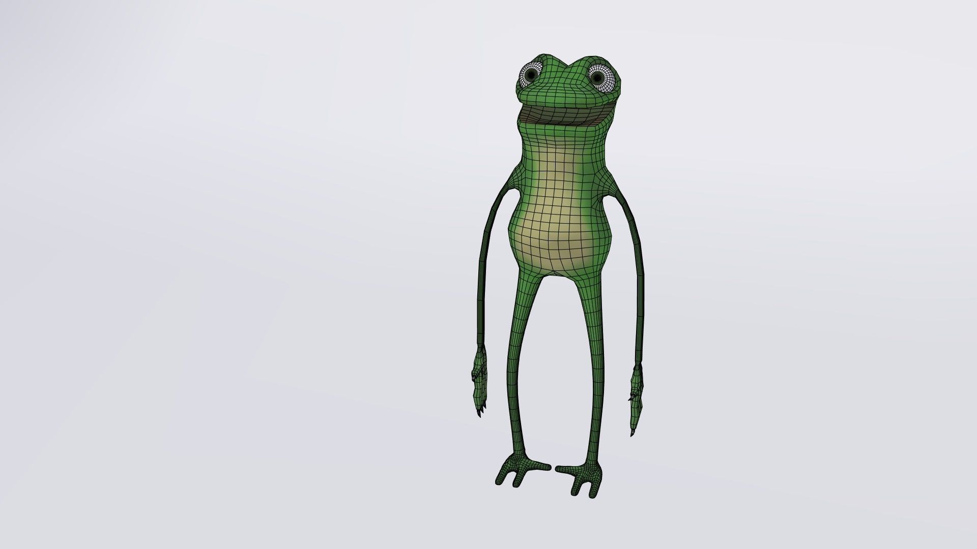Character frog waving Low-poly 3D model_5