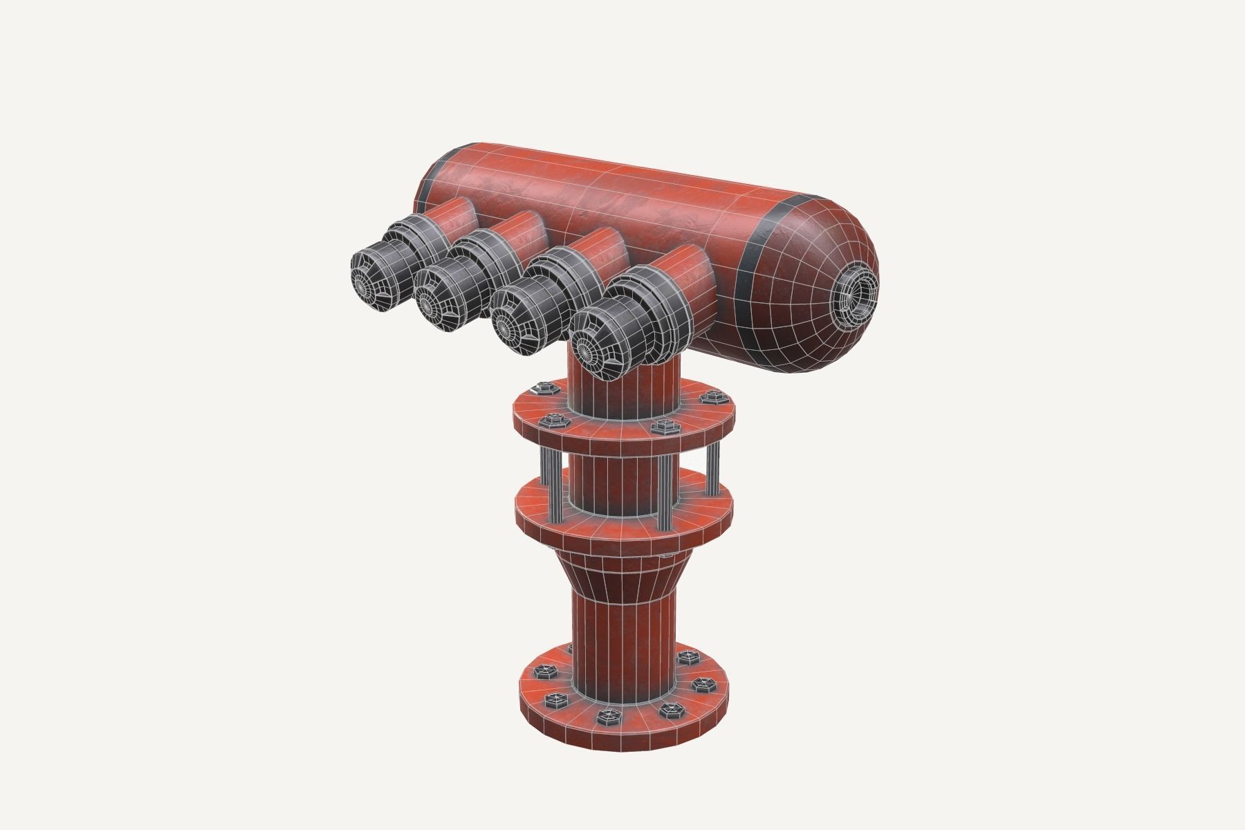 Industrial Water Hydrant Low-poly 3D model_5