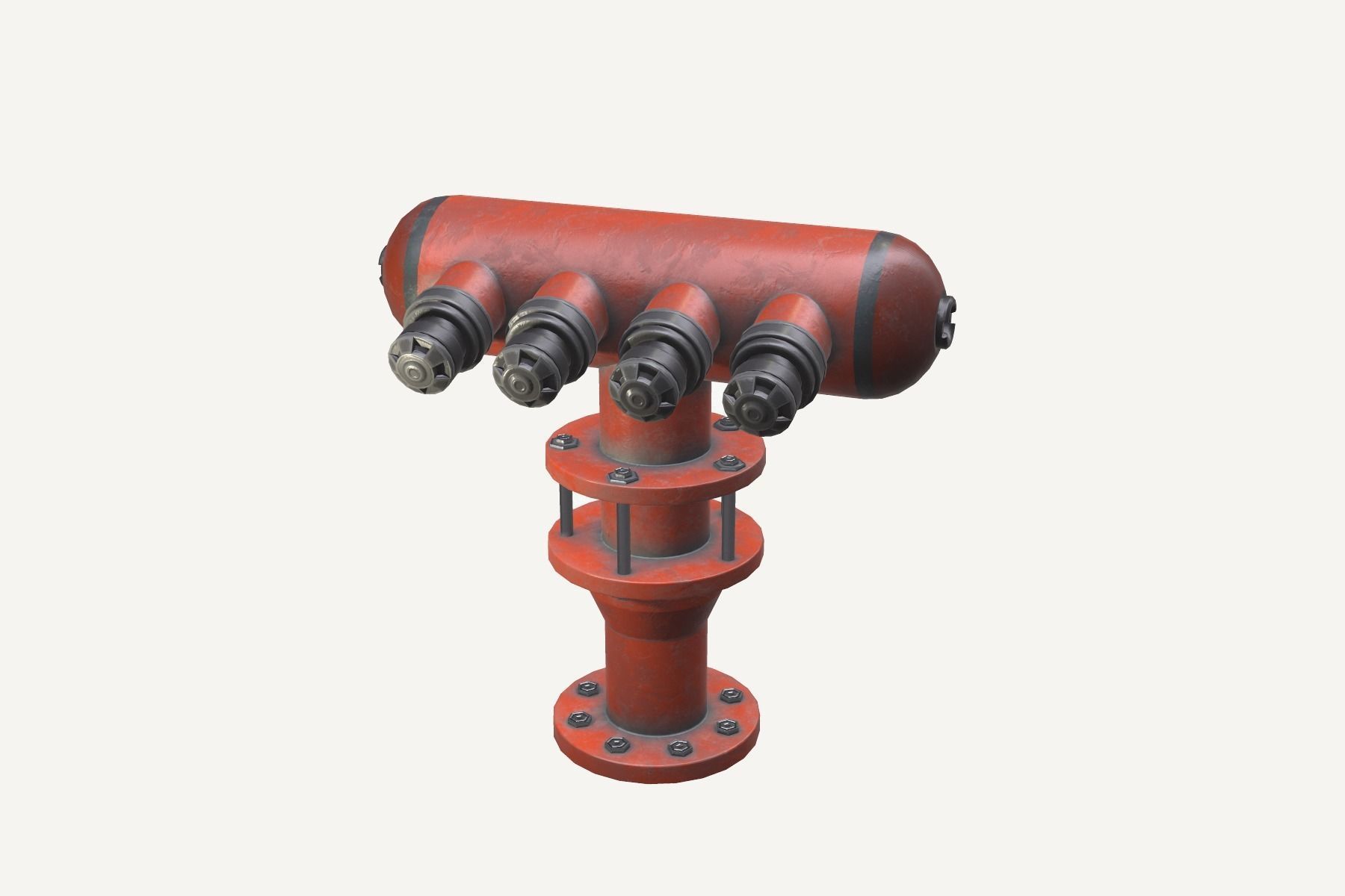 Industrial Water Hydrant Low-poly 3D model_7