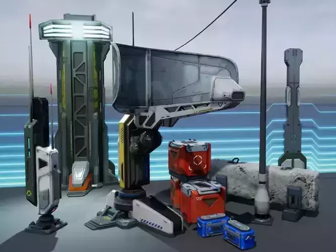 Sci - Fi Props Exterior Pack Low-poly 3D model Sci - Fi Props Exterior Pack Low-poly 3D model
