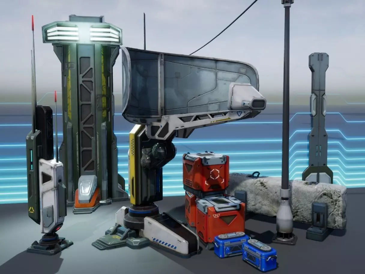 Sci - Fi Props Exterior Pack Low-poly 3D model_0