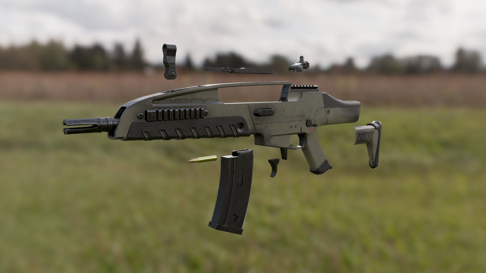 FPS XM8 Assault Rifle Low-poly 3D model_3