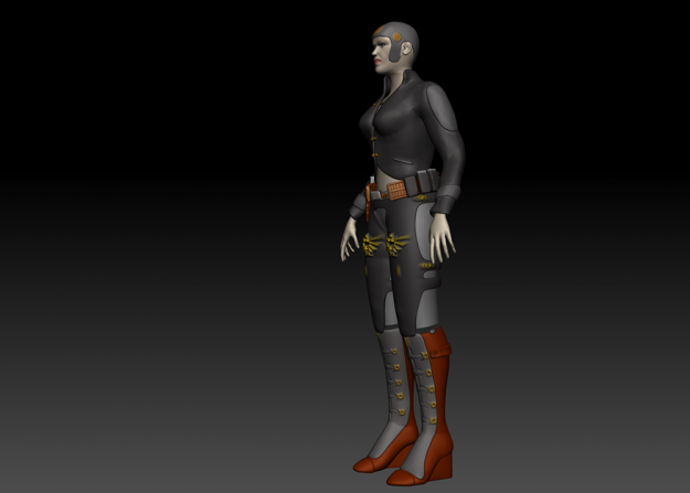 Angry Betty  Sci-Fi Lady Low-poly 3D model_2