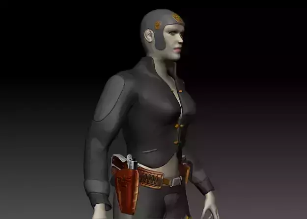 Angry Betty  Sci-Fi Lady Low-poly 3D model