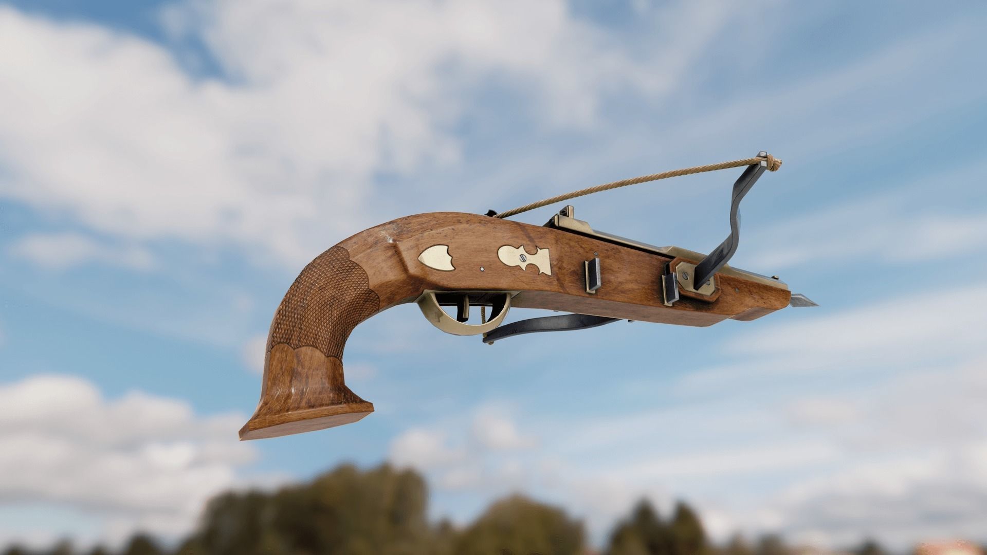 Hand Crossbow Low-poly 3D model_3