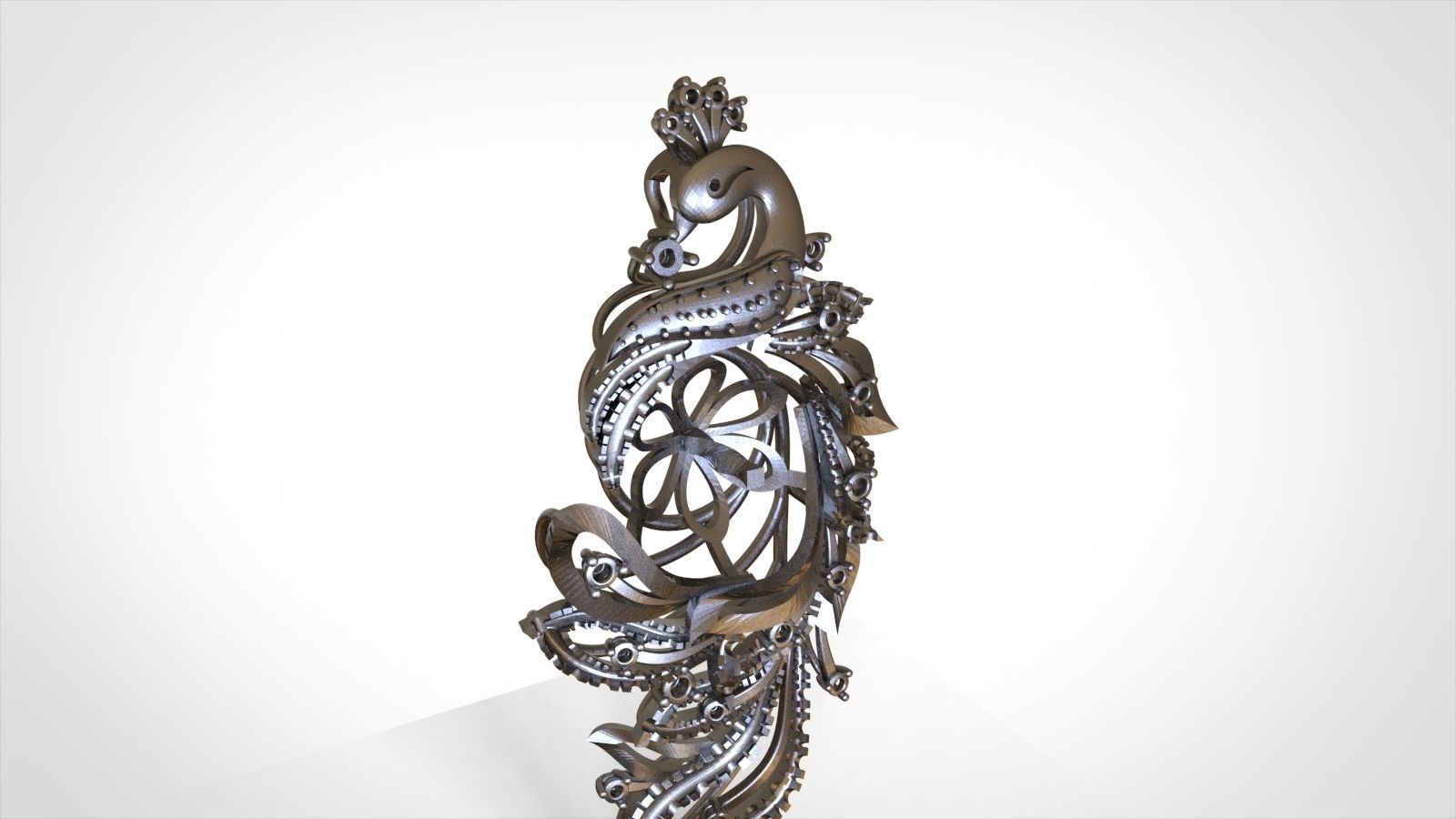 phoenix pattern sculpture 3D model_6