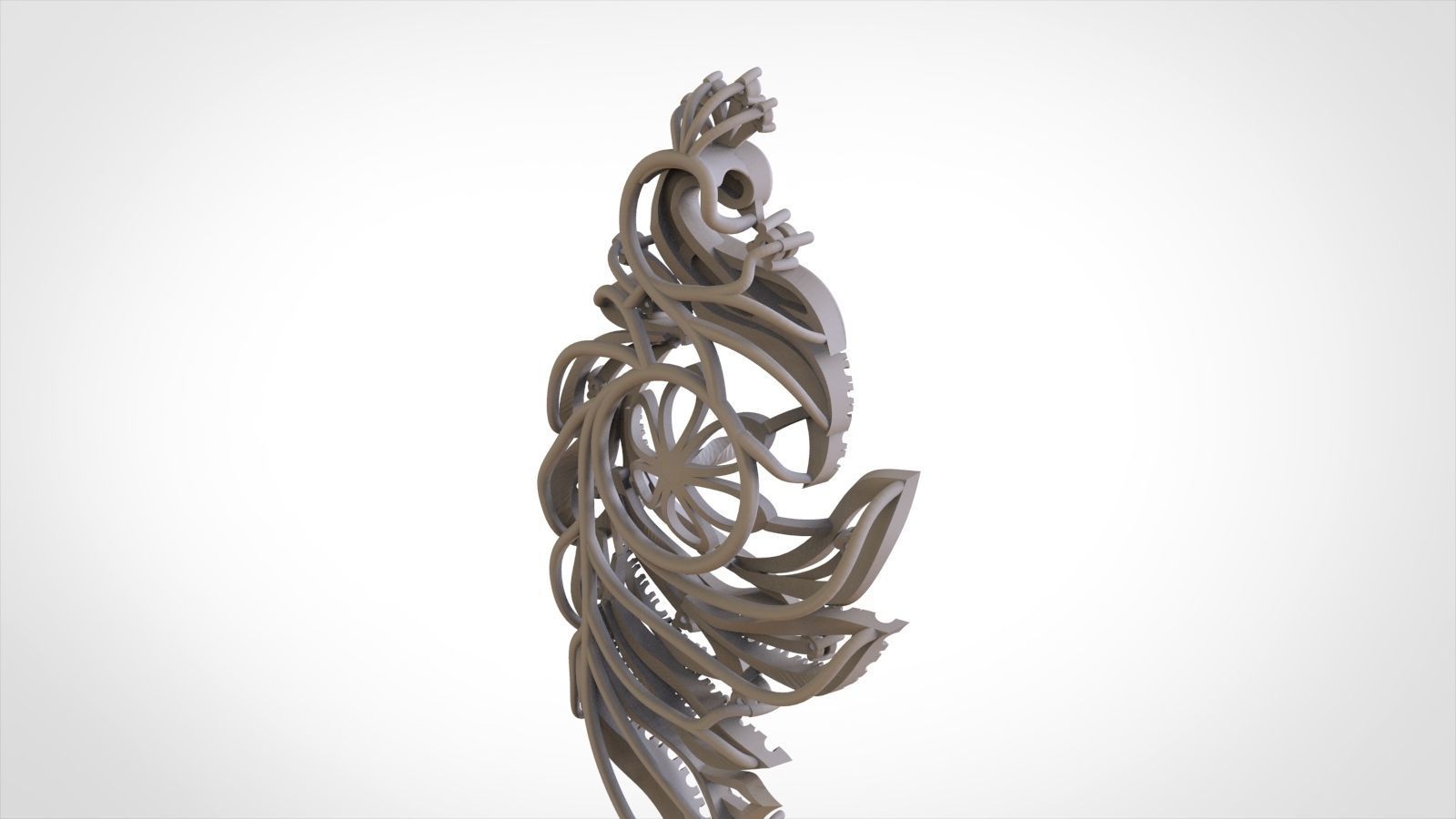 phoenix pattern sculpture 3D model_4