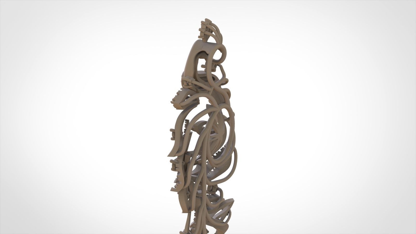 phoenix pattern sculpture 3D model_3