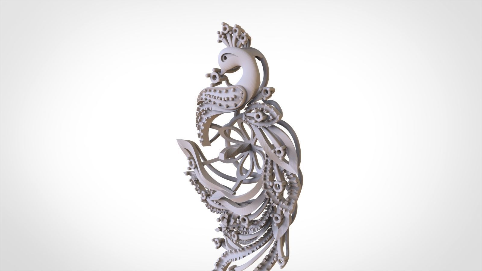 phoenix pattern sculpture 3D model_2