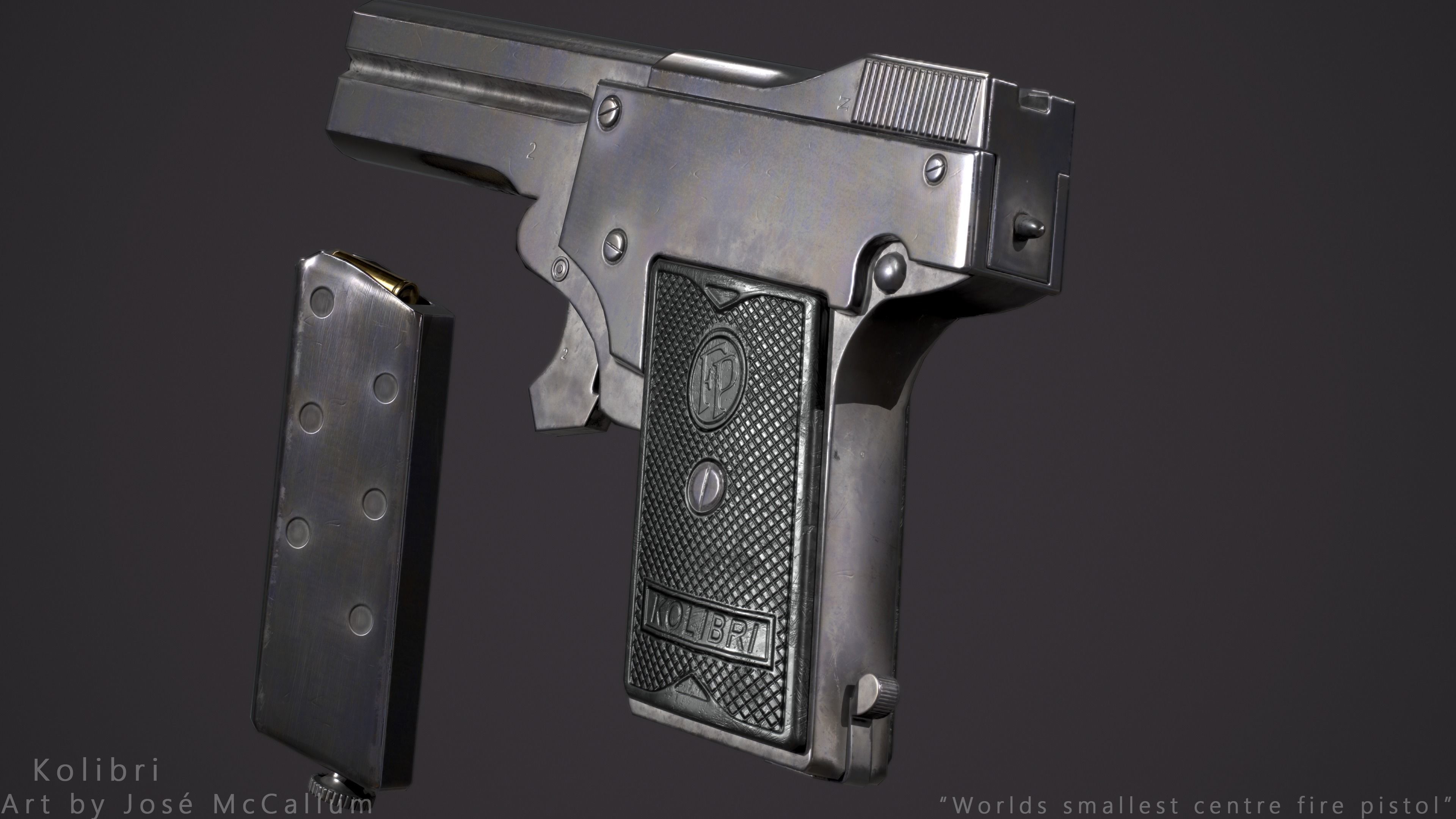 Kolibri pistol Low-poly 3D model_1
