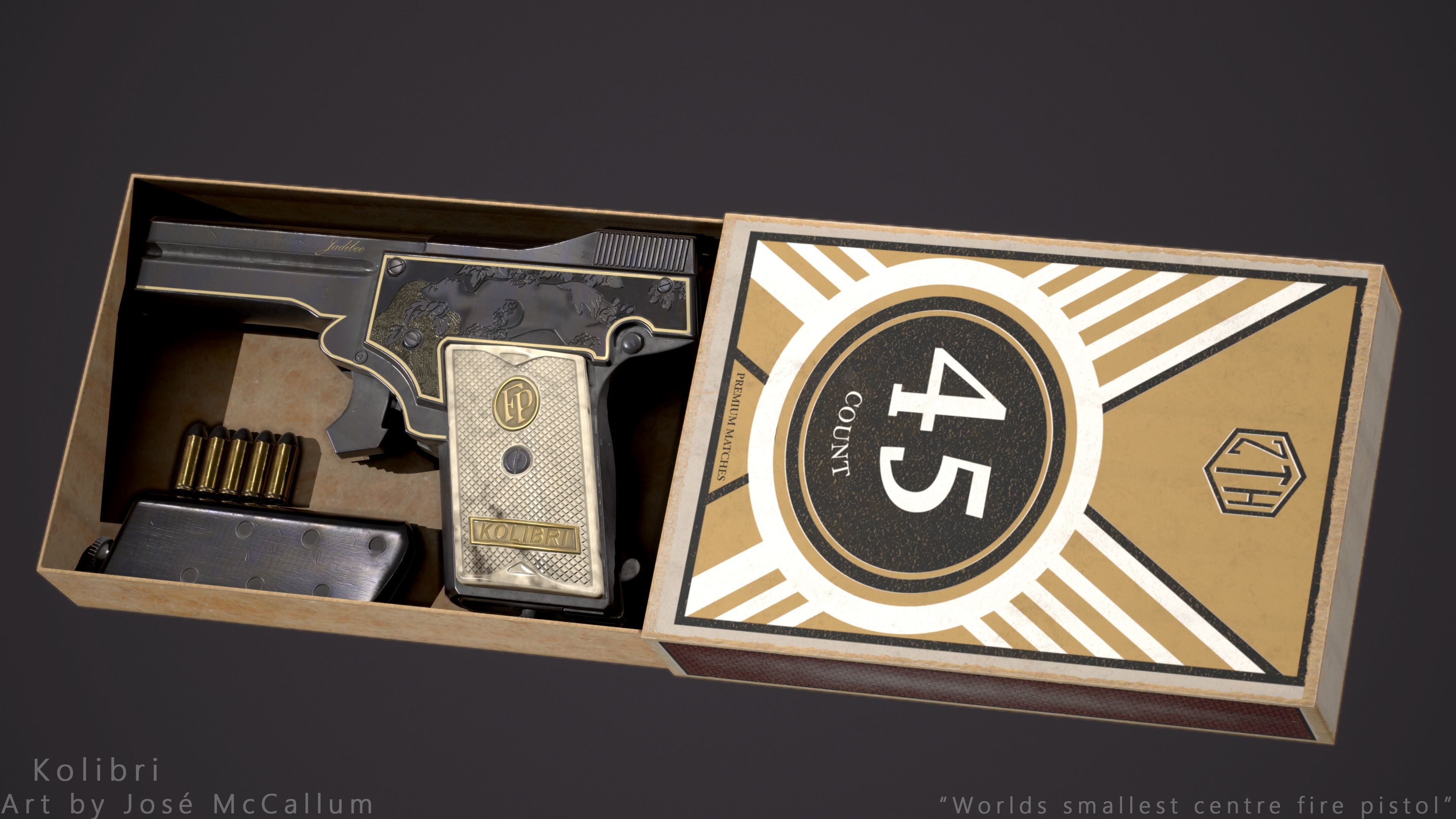 Kolibri pistol Low-poly 3D model_3