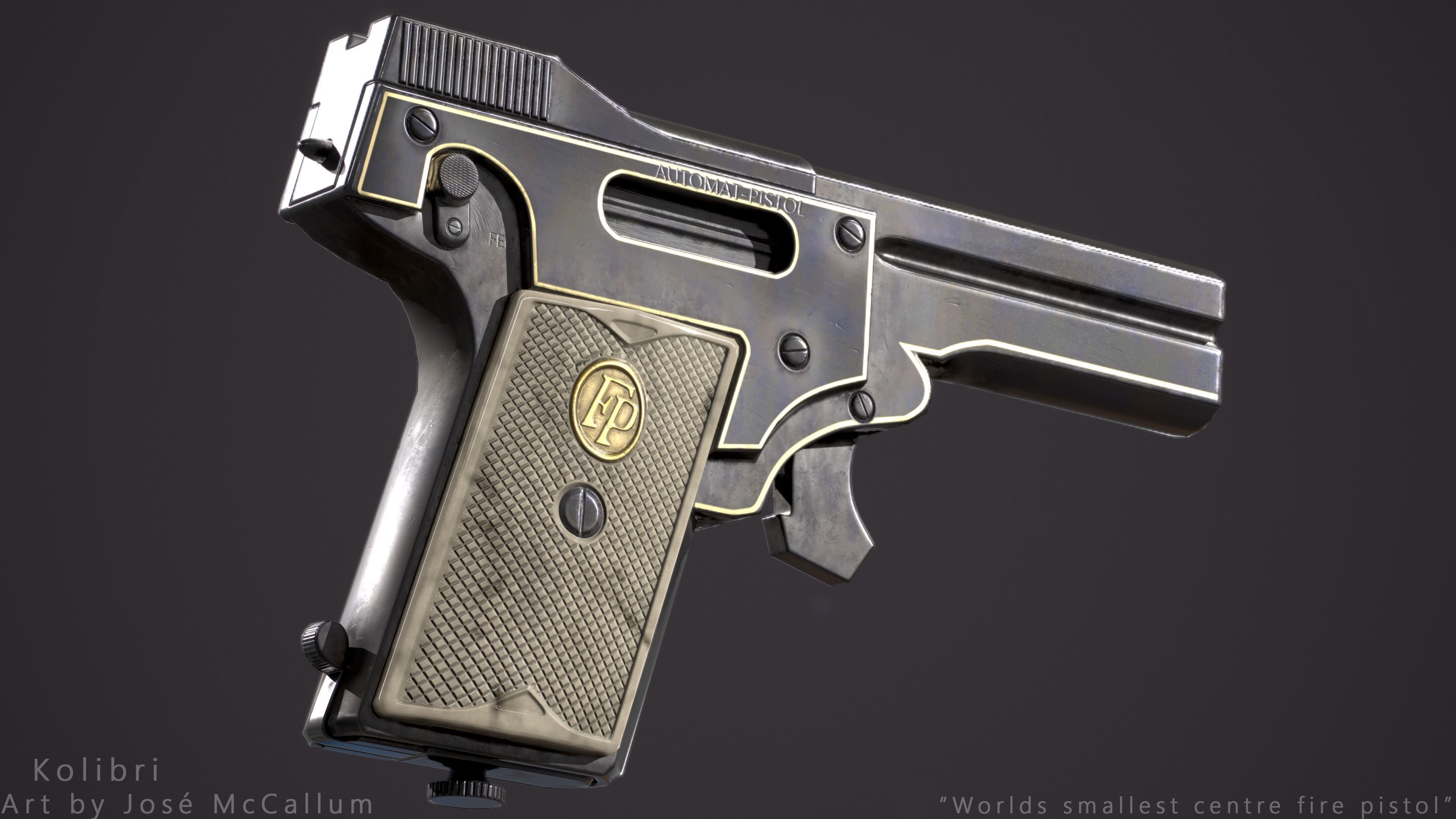 Kolibri pistol Low-poly 3D model_5