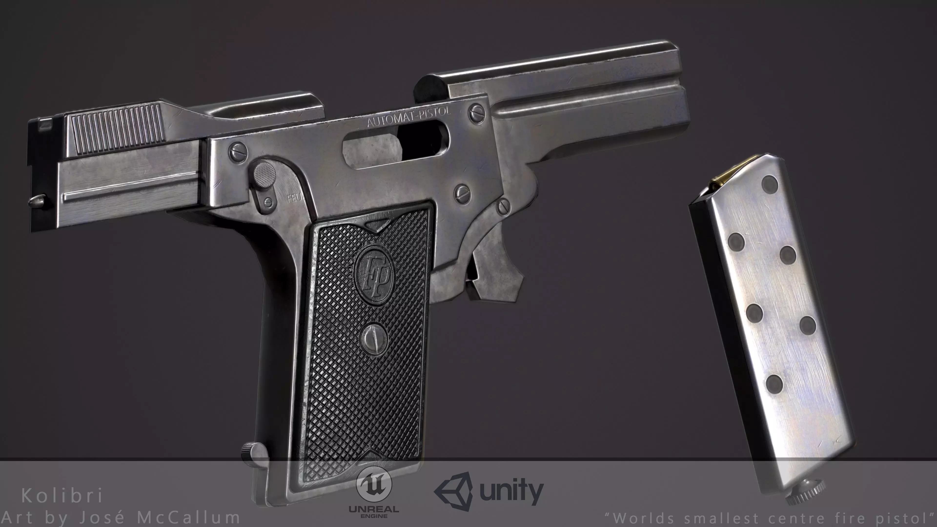 Kolibri pistol Low-poly 3D model_0