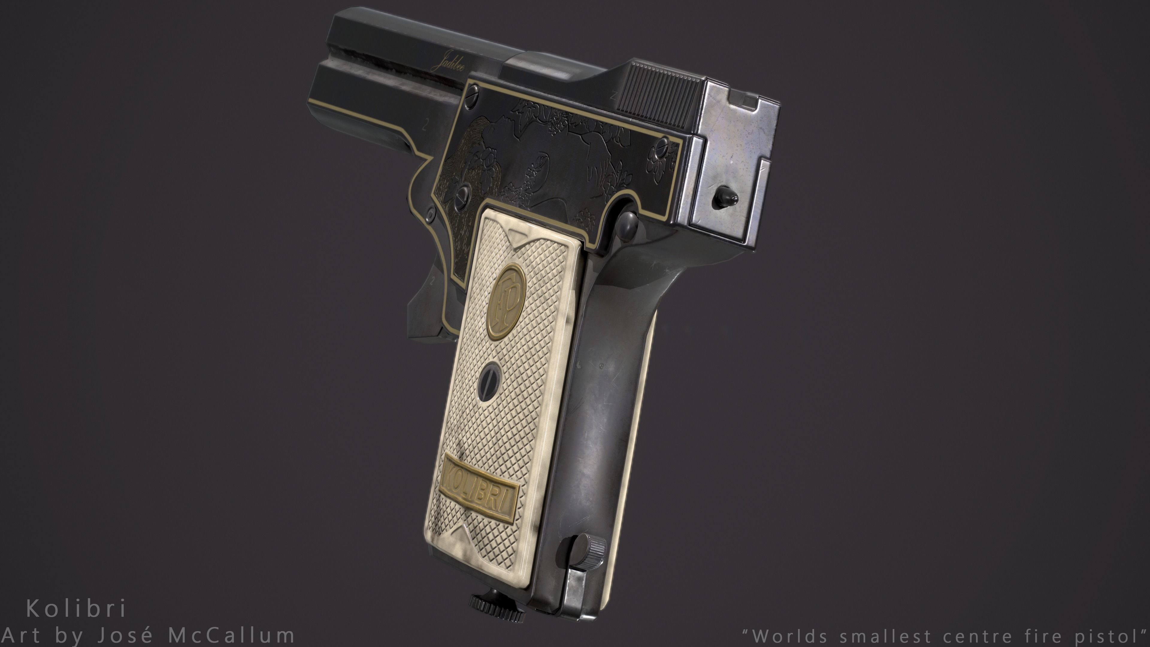 Kolibri pistol Low-poly 3D model_6