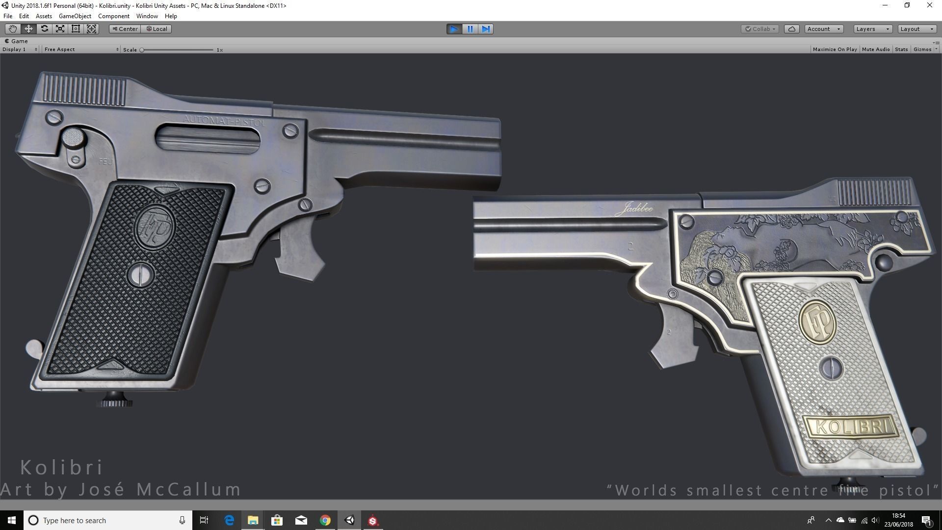 Kolibri pistol Low-poly 3D model_7