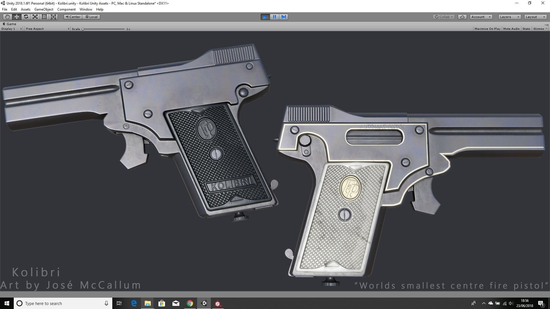 Kolibri pistol Low-poly 3D model_8