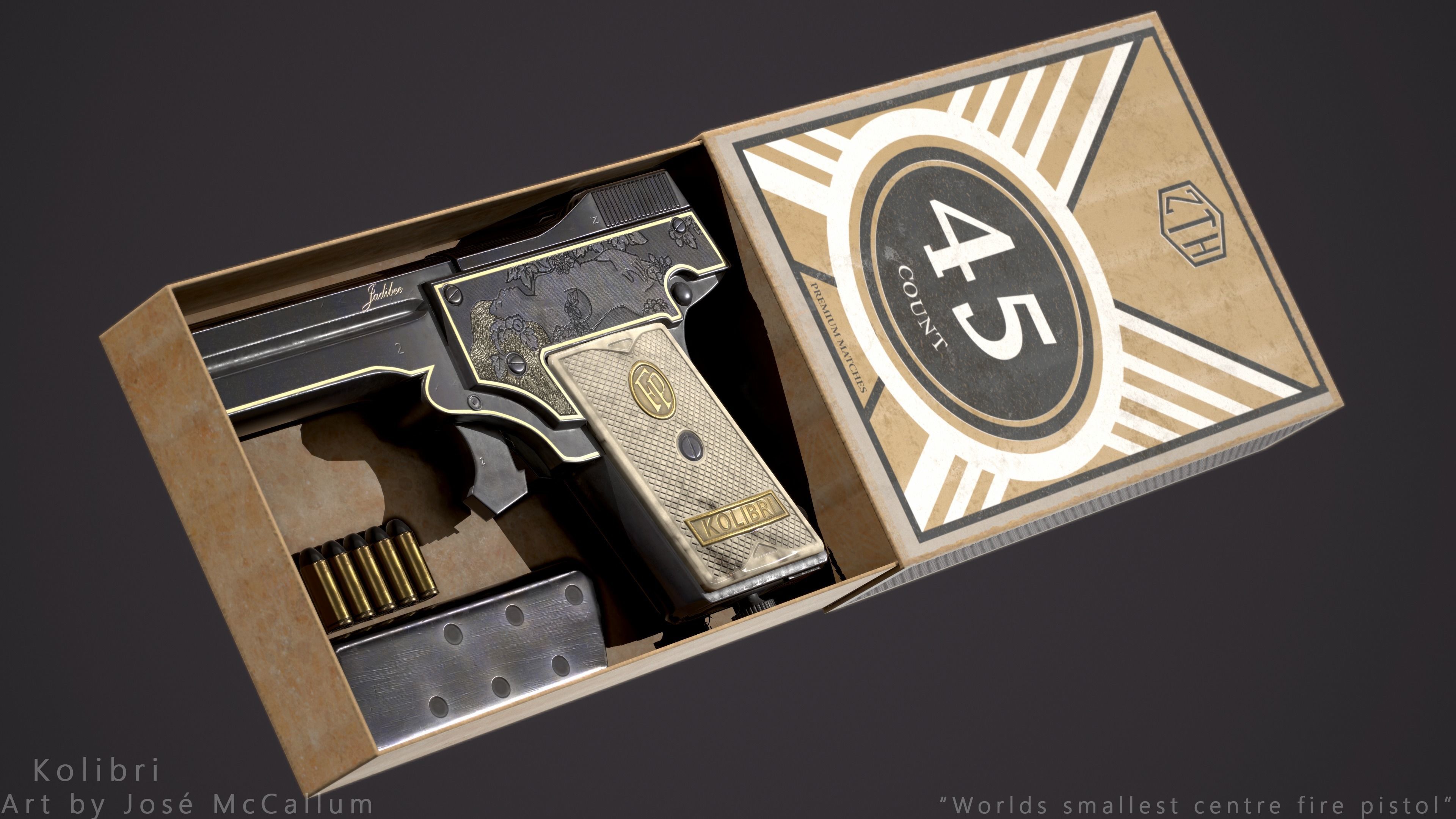 Kolibri pistol Low-poly 3D model_4