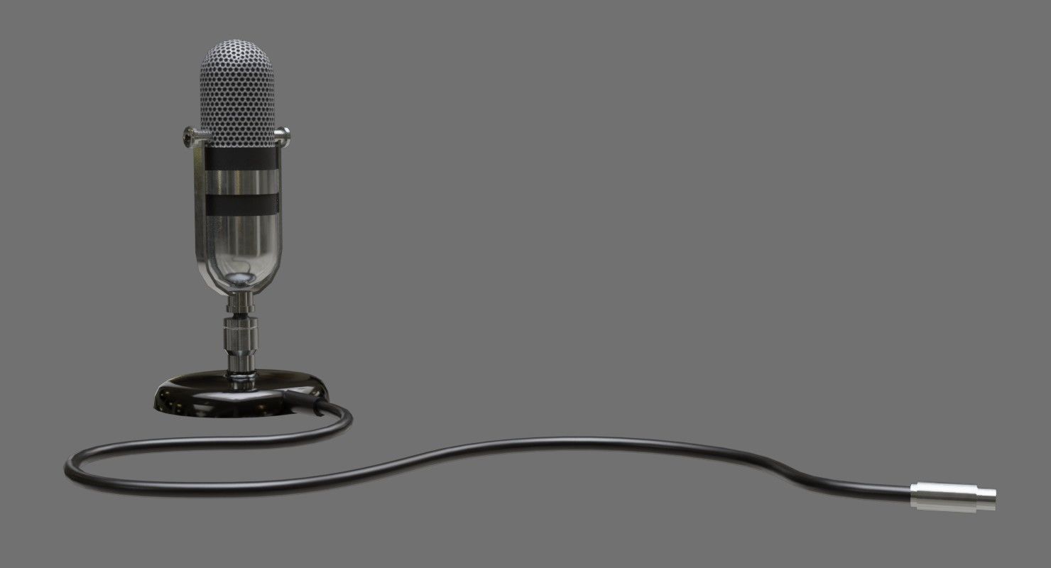 Retro Microphone 1A Low-poly 3D model_3