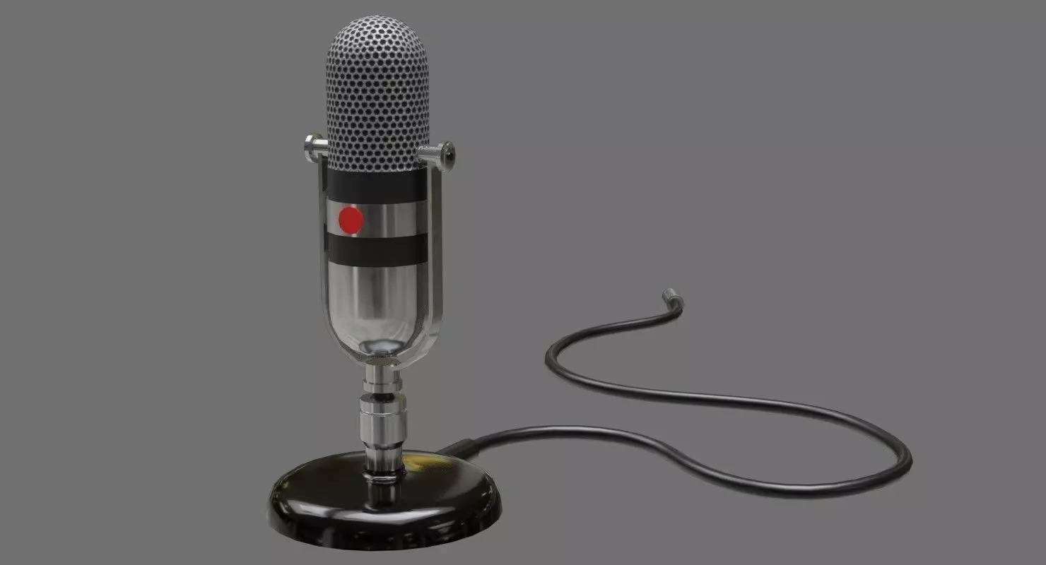 Retro Microphone 1A Low-poly 3D model_0