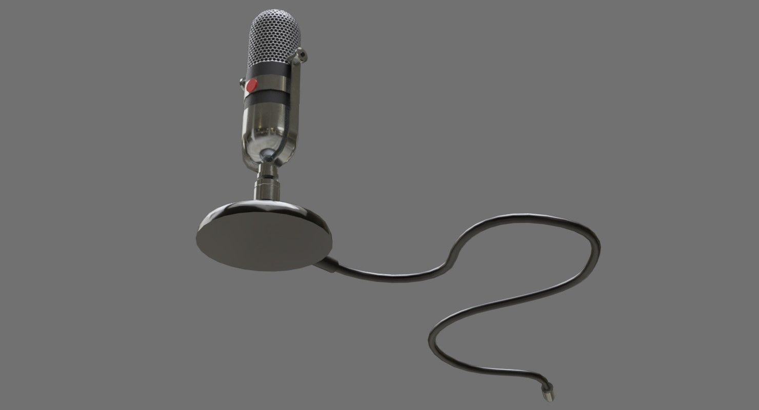 Retro Microphone 1A Low-poly 3D model_4