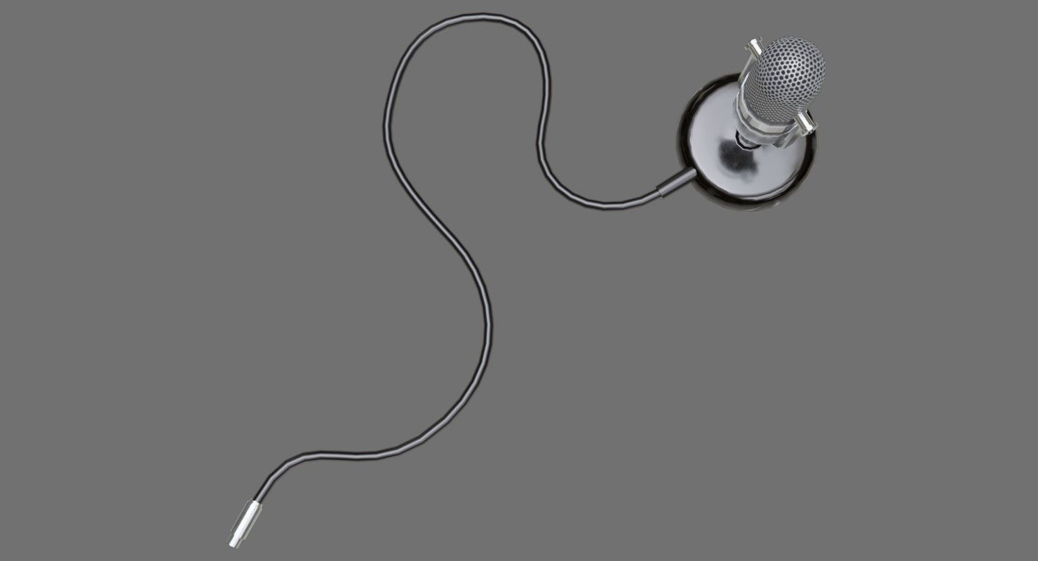 Retro Microphone 1A Low-poly 3D model_2