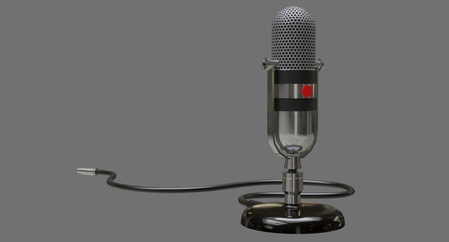 Retro Microphone 1A Low-poly 3D model_1
