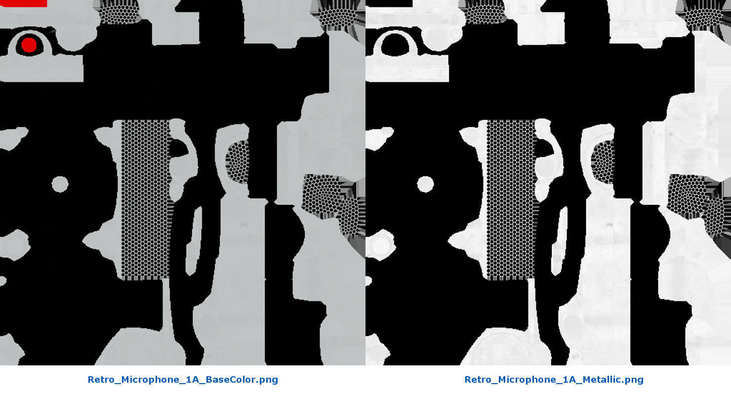 Retro Microphone 1A Low-poly 3D model_7