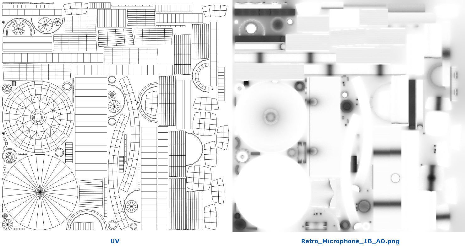 Retro Microphone 1B Low-poly 3D model_6
