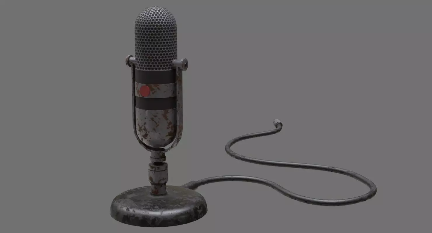 Retro Microphone 1B Low-poly 3D model_0