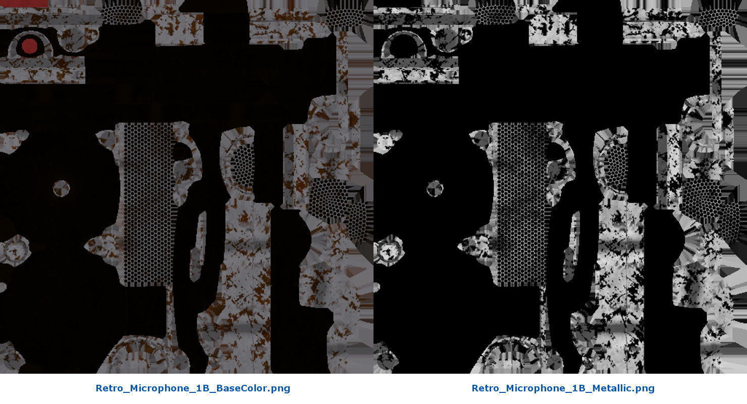 Retro Microphone 1B Low-poly 3D model_7