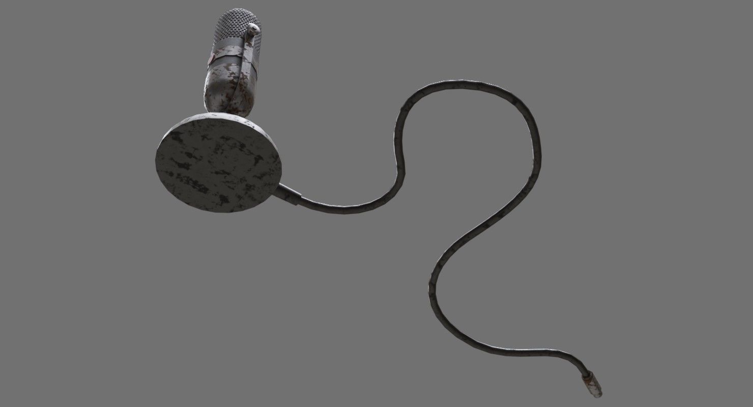 Retro Microphone 1B Low-poly 3D model_4