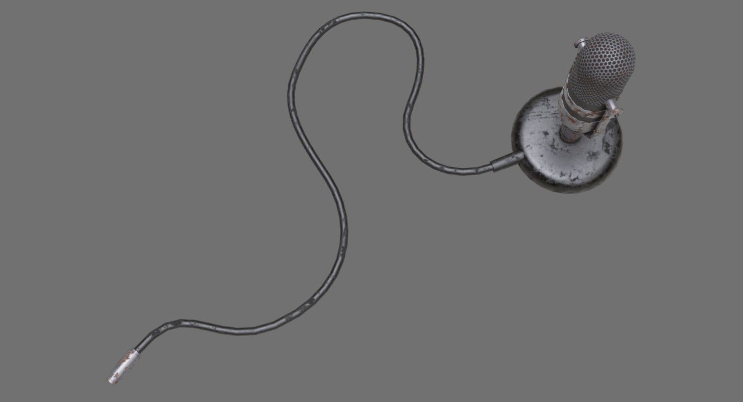 Retro Microphone 1B Low-poly 3D model_2