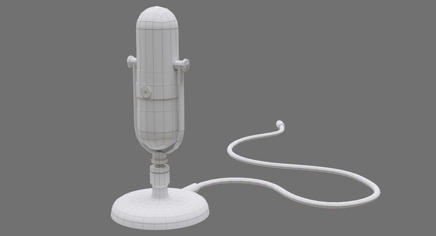 Retro Microphone 1B Low-poly 3D model_5