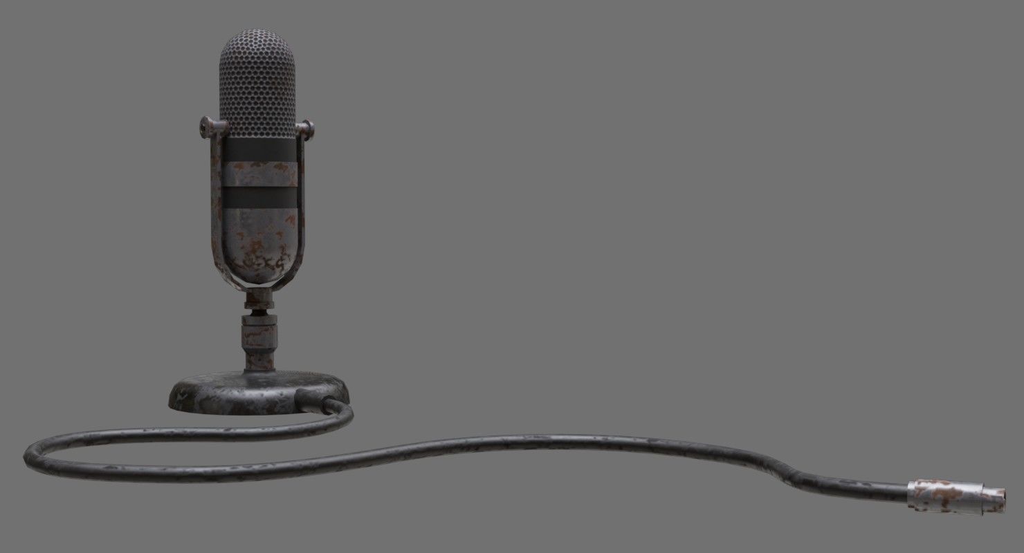 Retro Microphone 1B Low-poly 3D model_3
