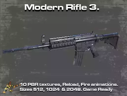 Modern Rifle 3 Low-poly 3D model