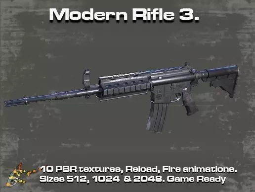 Modern Rifle 3 Low-poly 3D model_0