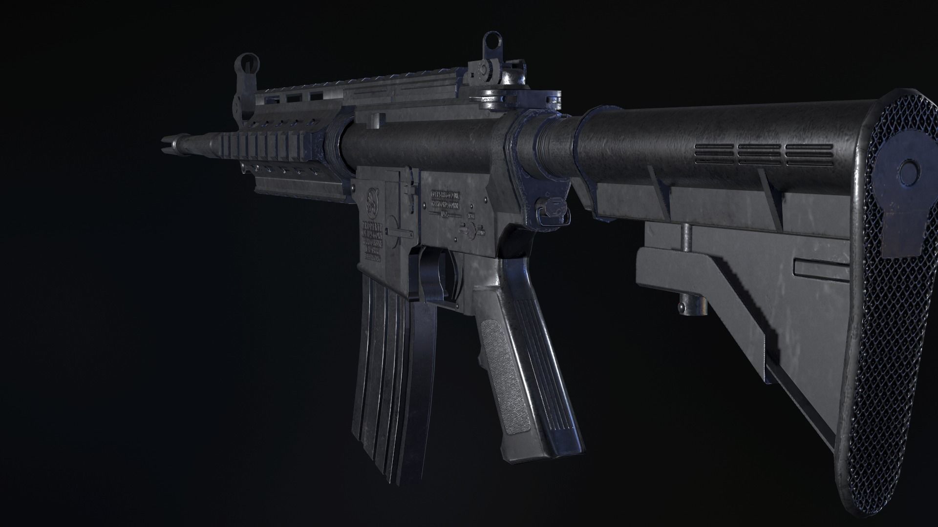 Modern Rifle 3 Low-poly 3D model_9