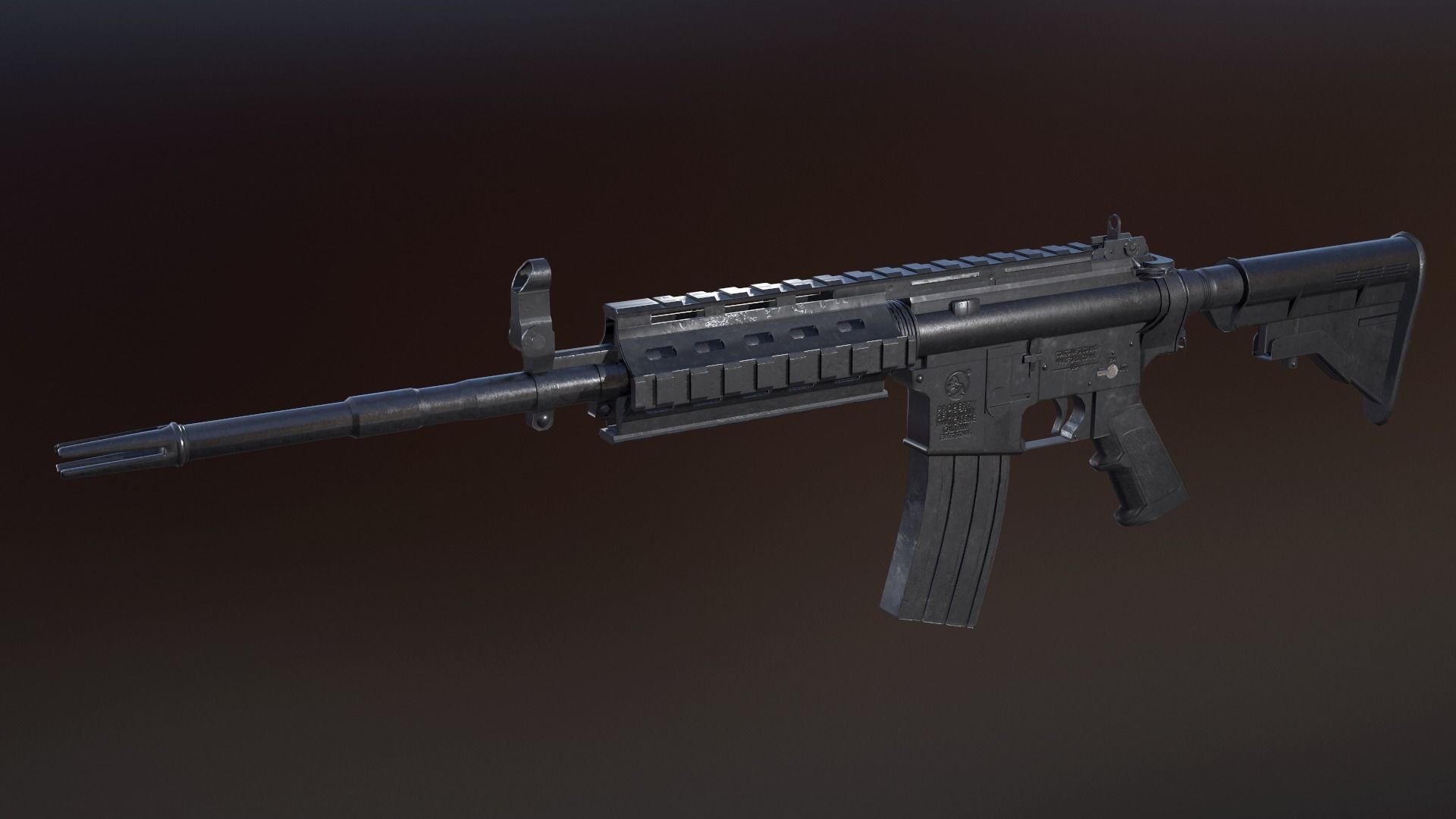 Modern Rifle 3 Low-poly 3D model_2