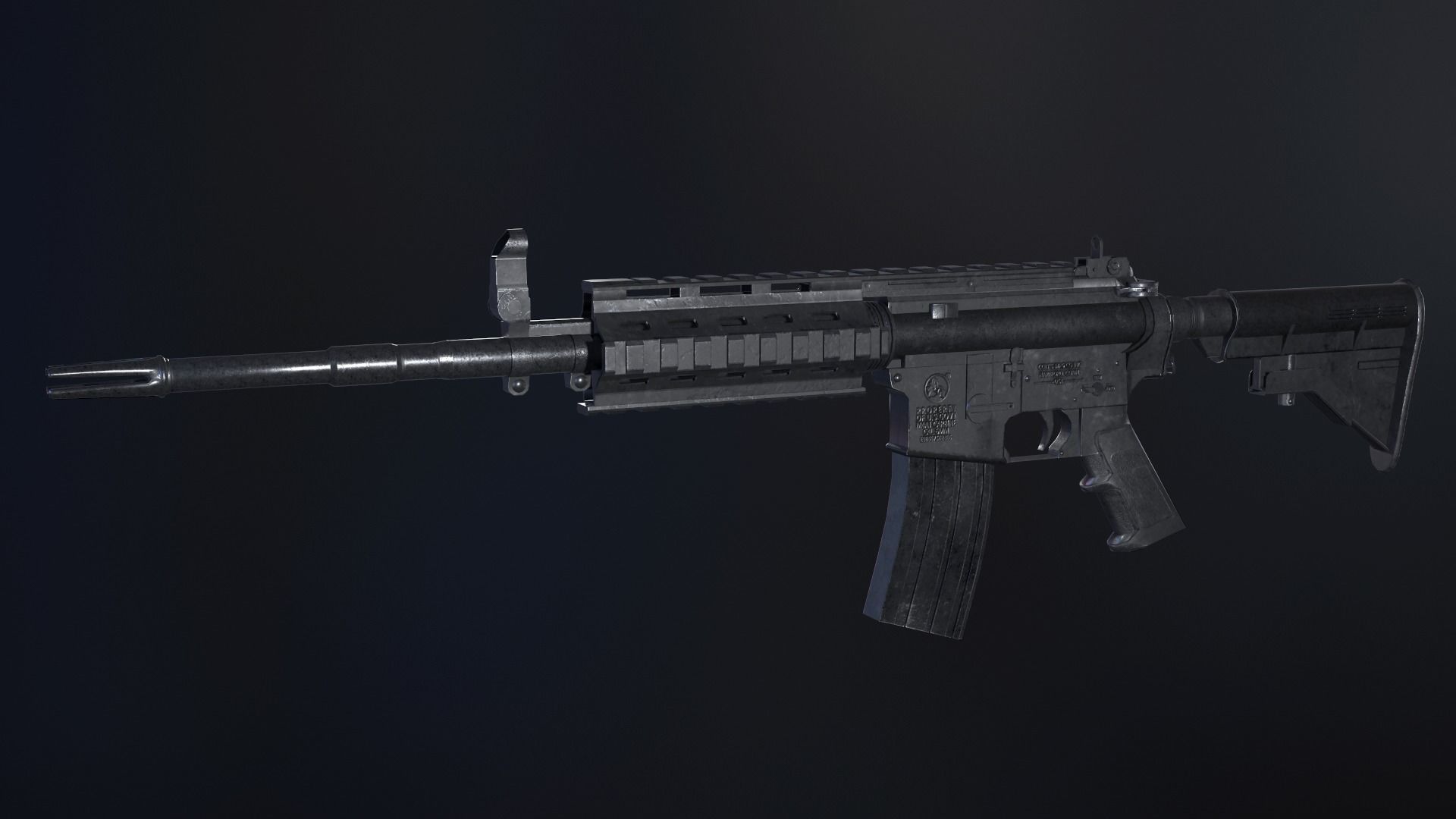 Modern Rifle 3 Low-poly 3D model_7