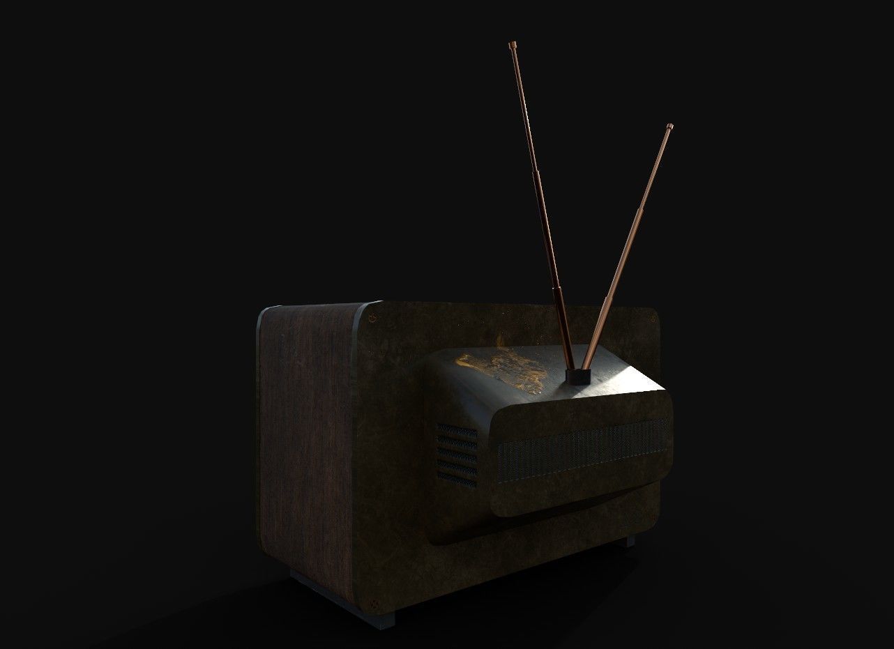 Retro TV Low-poly 3D model_3