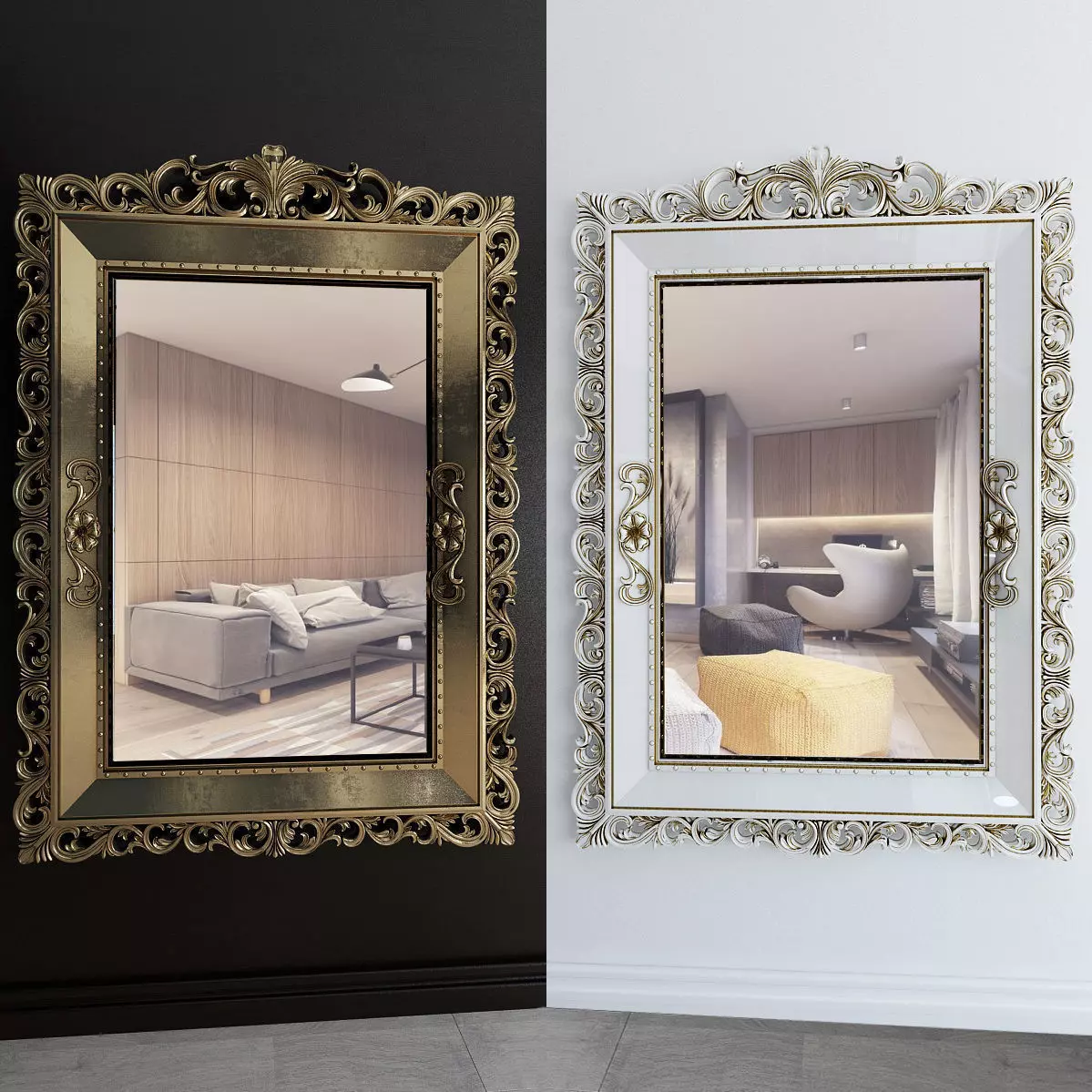 Frame living room with ornate 3D model_0