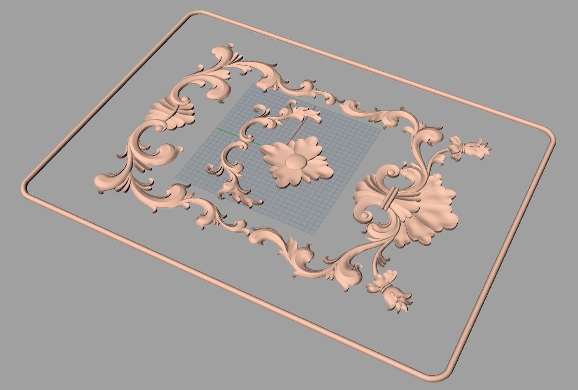Door flower relief model STL format for CNC carving E483 3D model_1