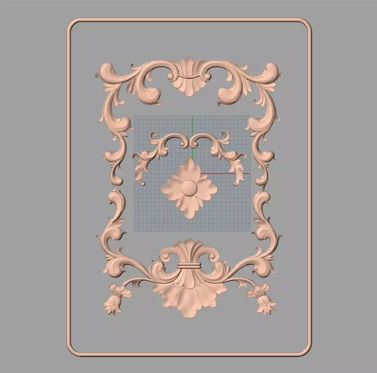 Door flower relief model STL format for CNC carving E483 3D model_0