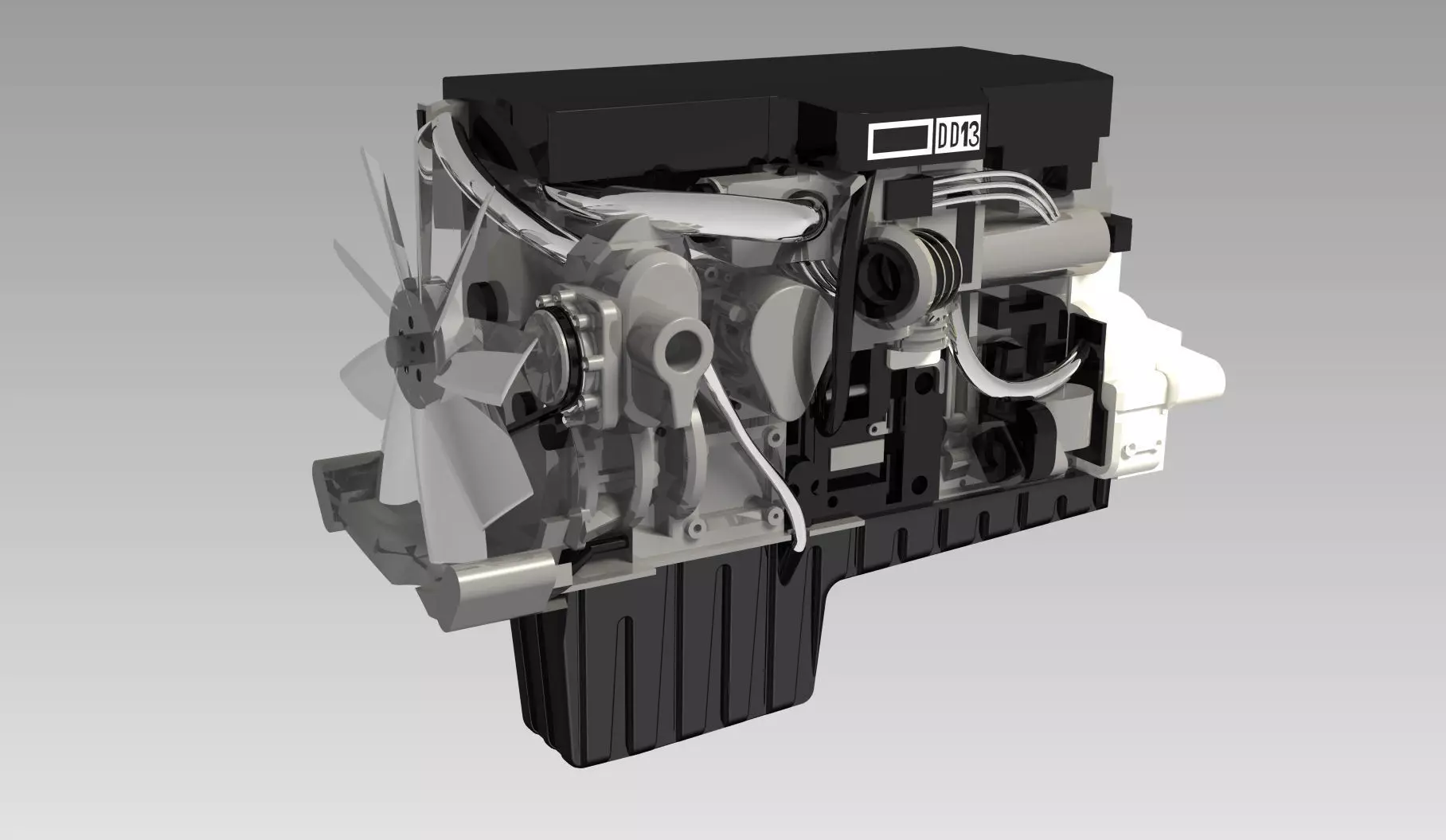 DD13 diesel engine Free 3D model