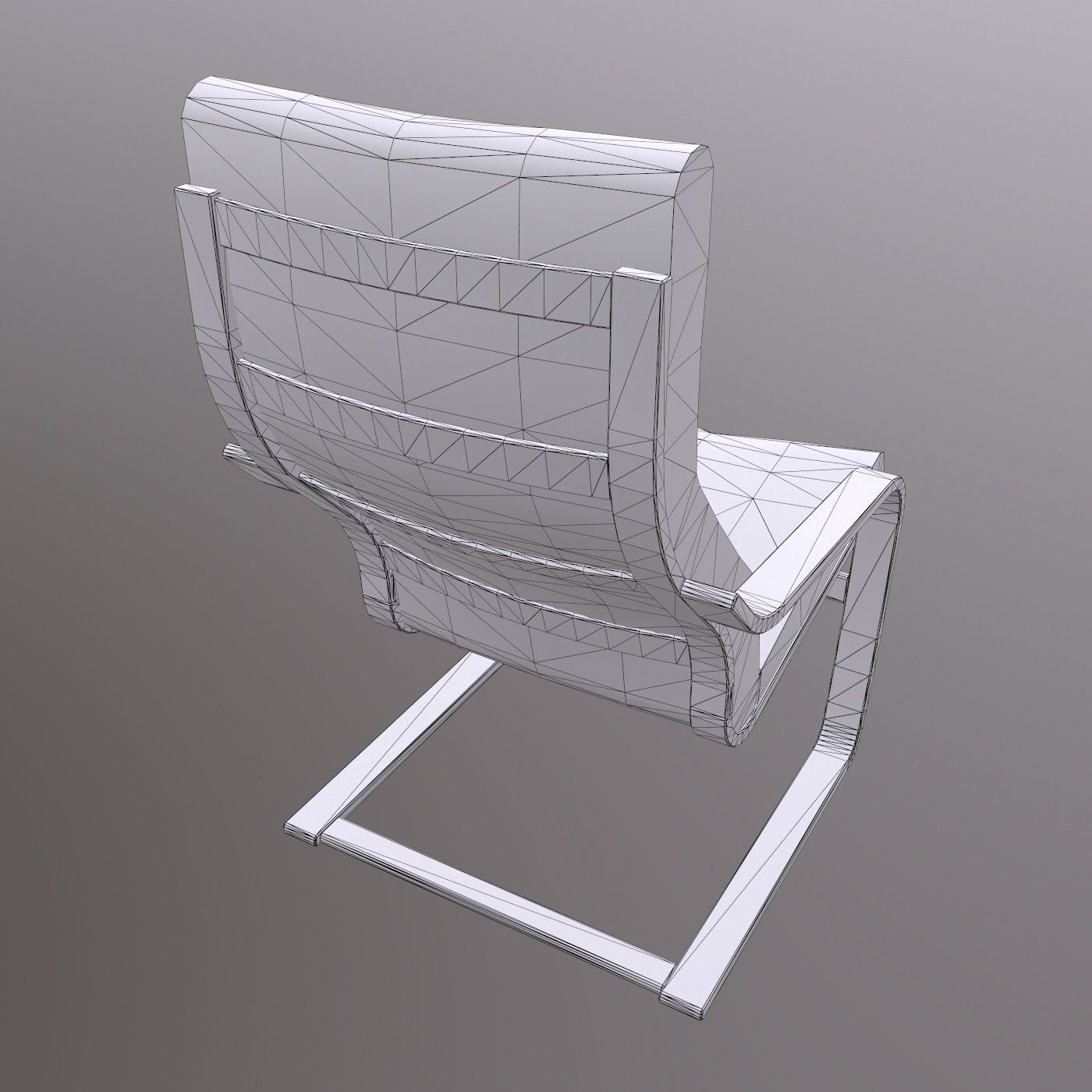 Soft Wooden Chair Low-poly 3D model_4