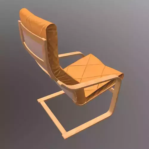 Soft Wooden Chair Low-poly 3D model