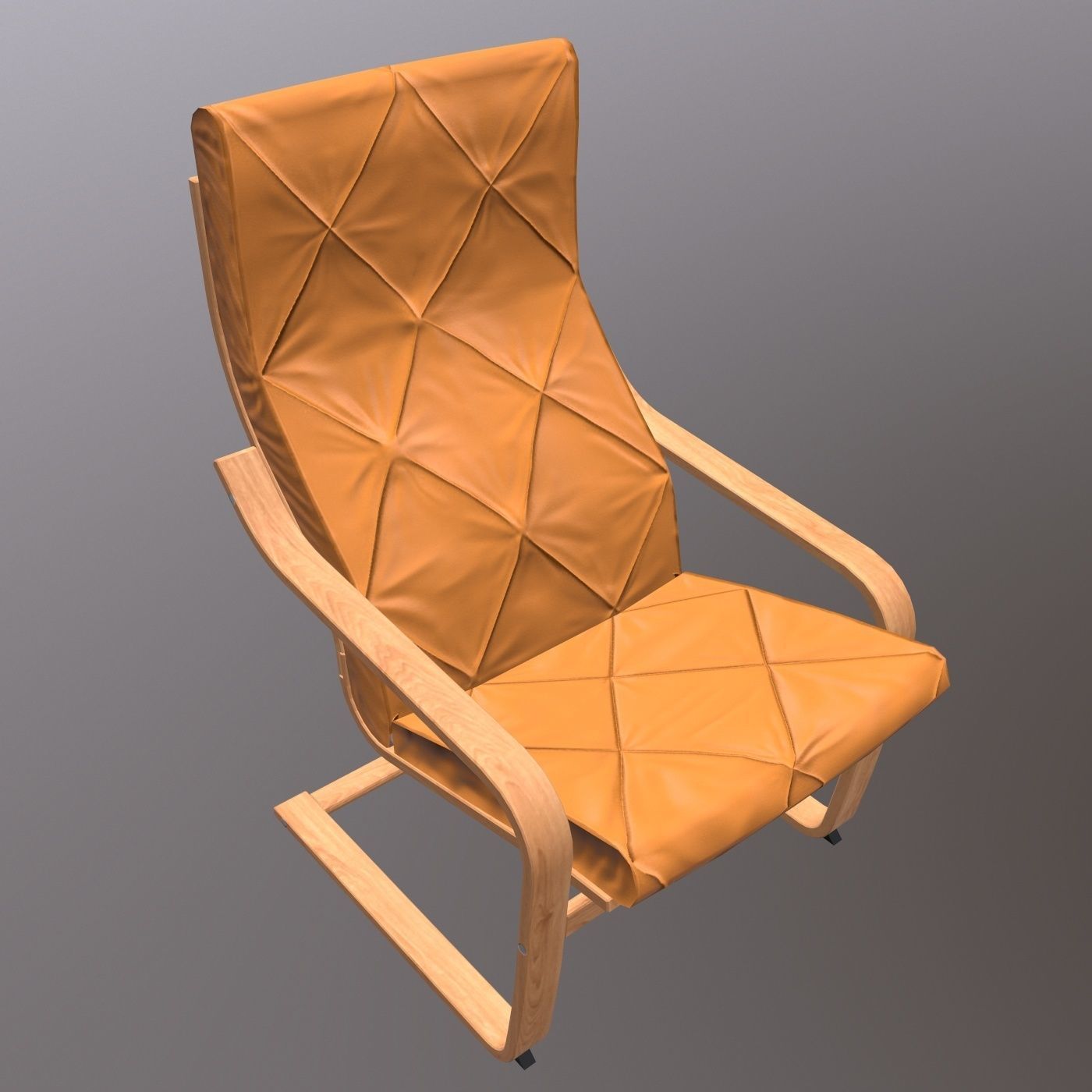 Soft Wooden Chair Low-poly 3D model_2