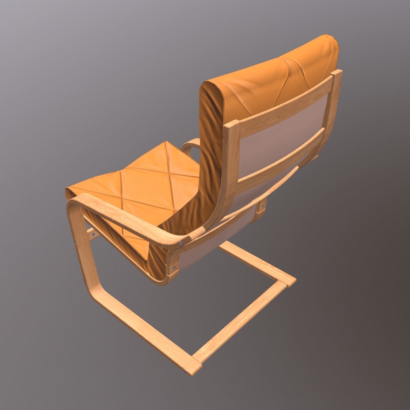 Soft Wooden Chair Low-poly 3D model_3