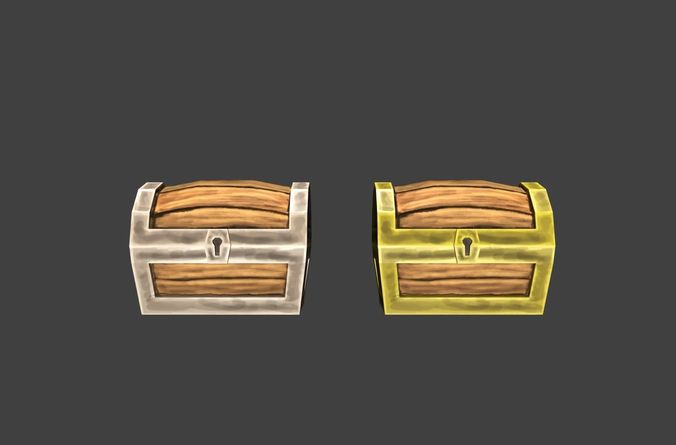 chests silver golden low poly Low-poly 3D model